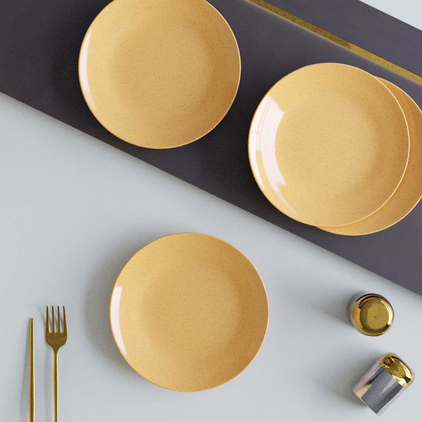 Handcrafted Mustard Marble Ceramic Set of 4 - The Earth Store - Dinnerware